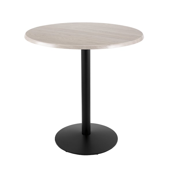 42" Tall OD214 Black Table Base 22" Diameter 36" Diameter White Ash Top by the HollBar Stool Co.